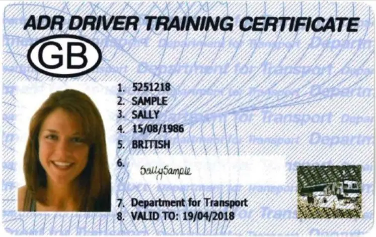 ADR Licence Card Front